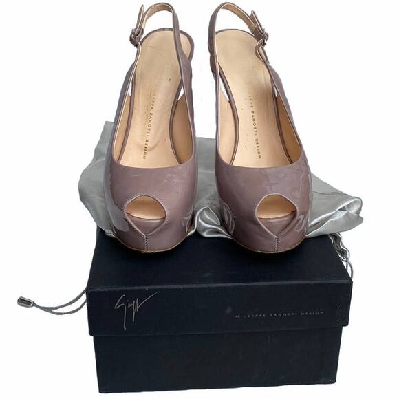 Giuseppe Zanotti Beige Patent Leather Peep Toe Slingback Platform Pump 38 1/2 - Picture 15 of 15